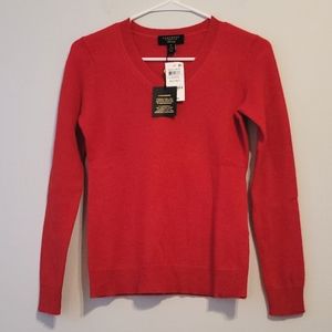 NEW! Charter Club Luxury Cashmere Sweater Calypso Red, Small Petite